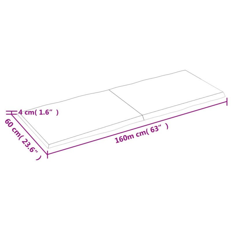 vidaXL Stolová doska 160x60x(2-4) cm neošetrený masív živé hrany
