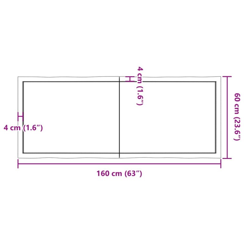 vidaXL Stolová doska 160x60x(2-4) cm neošetrený masív živé hrany