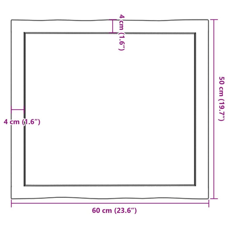 vidaXL Stolová doska tmavohnedá 60x50x(2-4)cm ošetrený masív hrany