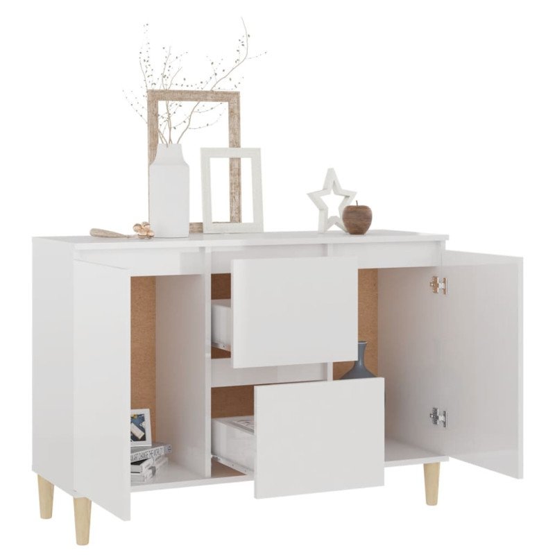 vidaXL Komoda, lesklá biela 103,5x35x70 cm, kompozitné drevo