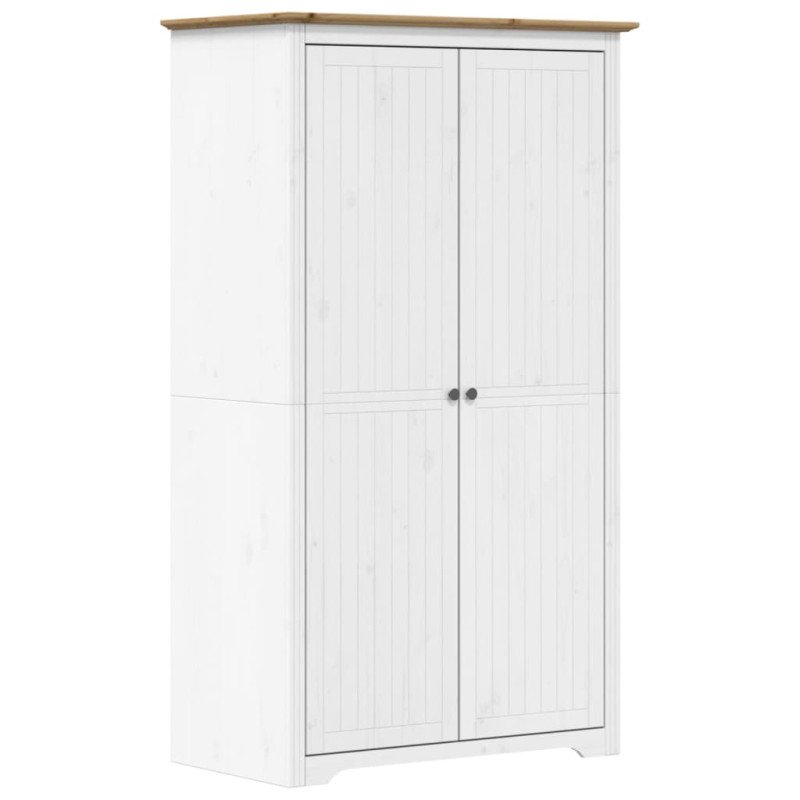 vidaXL Šatník BODO biely a hnedý 101x52x176,5 cm masívna borovica
