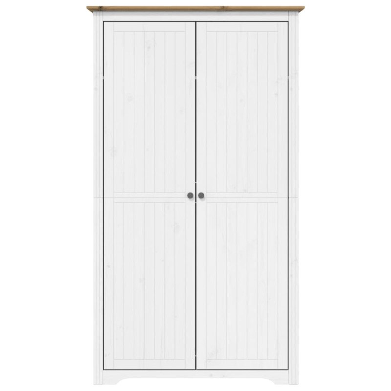 vidaXL Šatník BODO biely a hnedý 101x52x176,5 cm masívna borovica