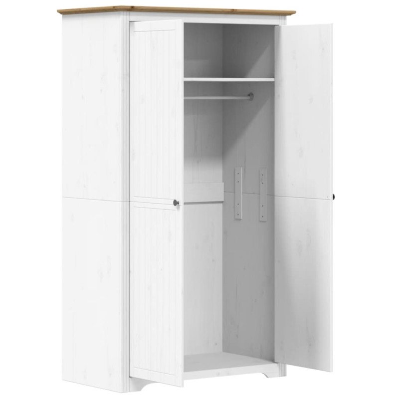 vidaXL Šatník BODO biely a hnedý 101x52x176,5 cm masívna borovica