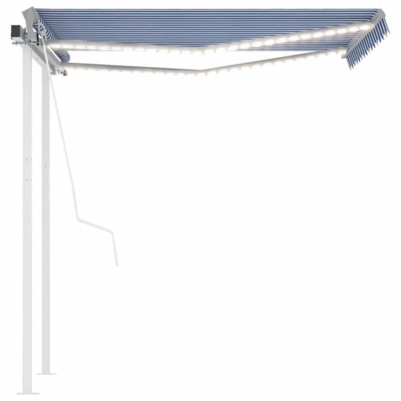 vidaXL Automatická markíza s LED a senzorom vetra 3,5x2,5m modro-biela
