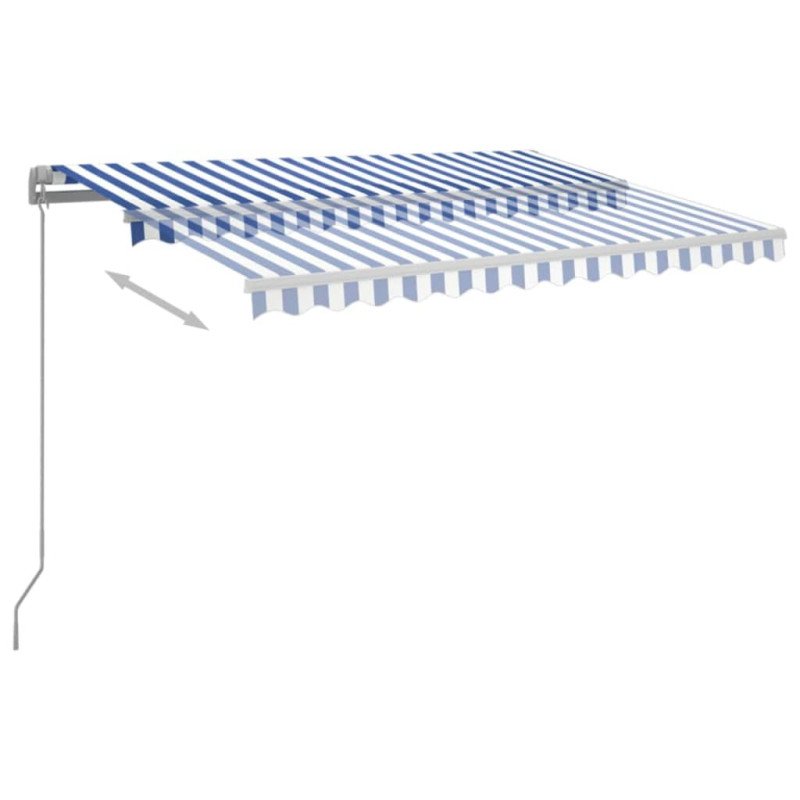vidaXL Automatická markíza s LED a senzorom vetra 3,5x2,5m modro-biela