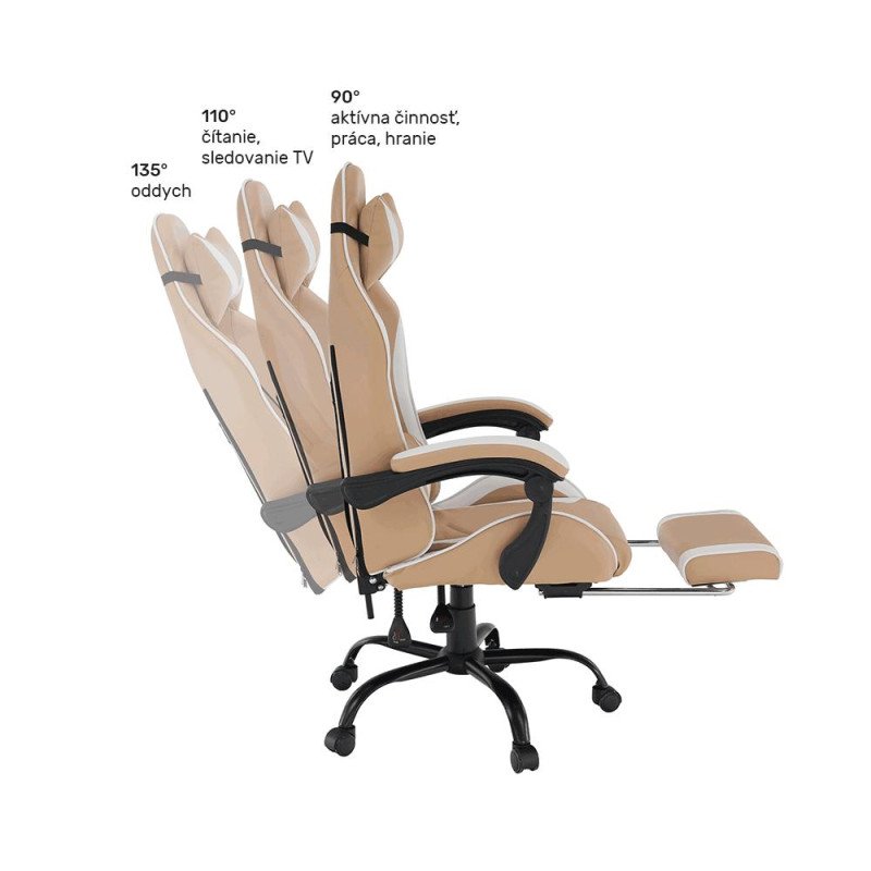 Kondela Kancelárske/herné kreslo, čierna/biela/béžová, OZGE 2 NEW + darček