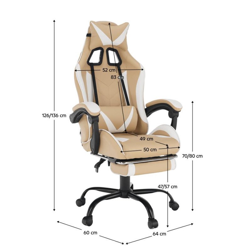 Kondela Kancelárske/herné kreslo, čierna/biela/béžová, OZGE 2 NEW + darček