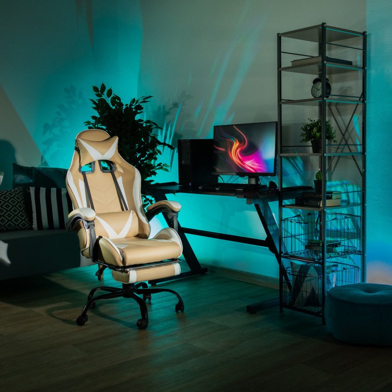 Kondela Kancelárske/herné kreslo, čierna/biela/béžová, OZGE 2 NEW + darček