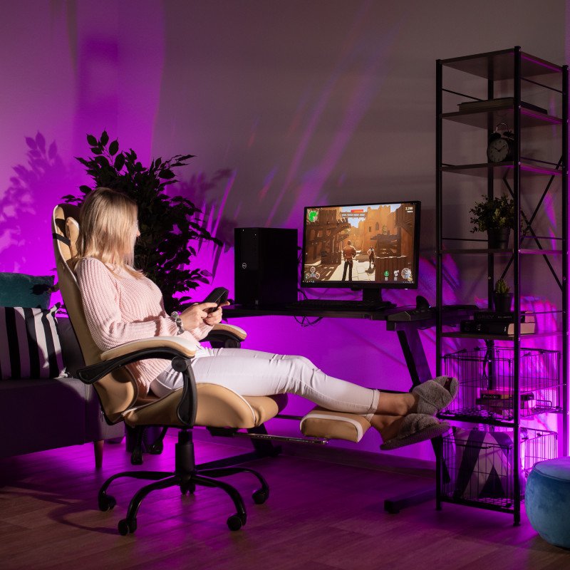 Kondela Kancelárske/herné kreslo, čierna/biela/béžová, OZGE 2 NEW + darček