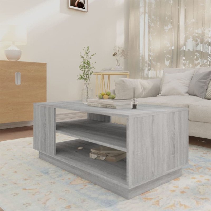 vidaXL Konferenčný stolík sivý sonoma 102x55x43 cm drevotrieska