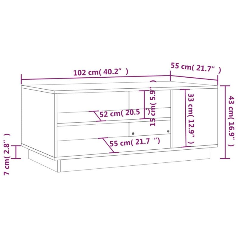 vidaXL Konferenčný stolík sivý sonoma 102x55x43 cm drevotrieska