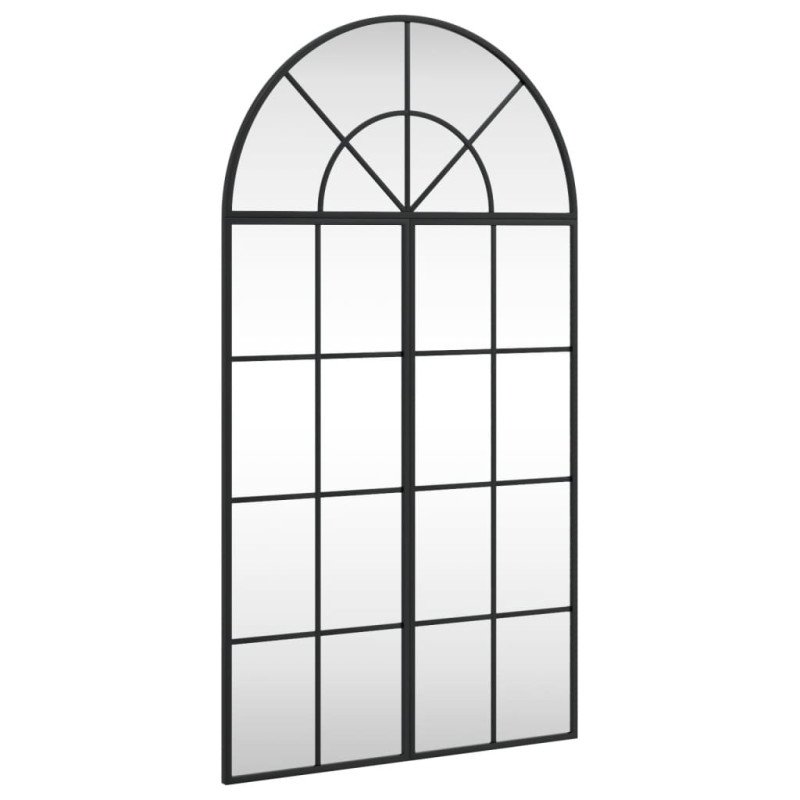 vidaXL Nástenné zrkadlo čierne 60x110 cm oblúkové železné