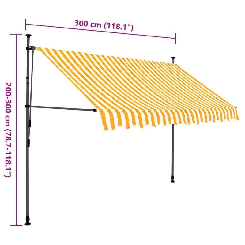 vidaXL Ručne zaťahovacia markíza s LED 300 cm, bielo oranžová