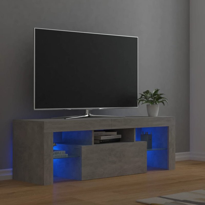 vidaXL TV skrinka s LED svetlami betónová sivá 120x35x40 cm