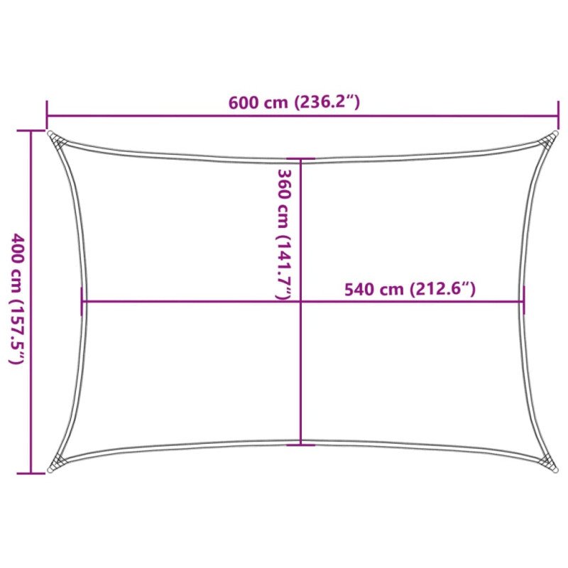 vidaXL Slnečná plachta z HDPE, obdĺžniková, 4x6 m, krémová