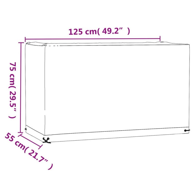 vidaXL Obaly na záhradný nábytok 2 ks 8 očiek 125x55x75 cm obdĺžnikový