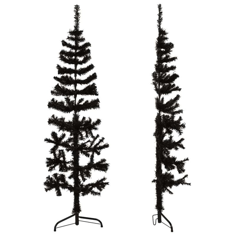 vidaXL Umelý vianočný polovičný stromček s podstavcom čierny 150 cm