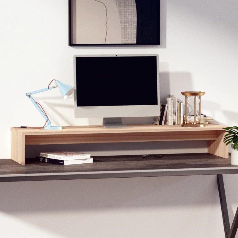 vidaXL Stojan na monitor 100x27x15 cm masívna borovica