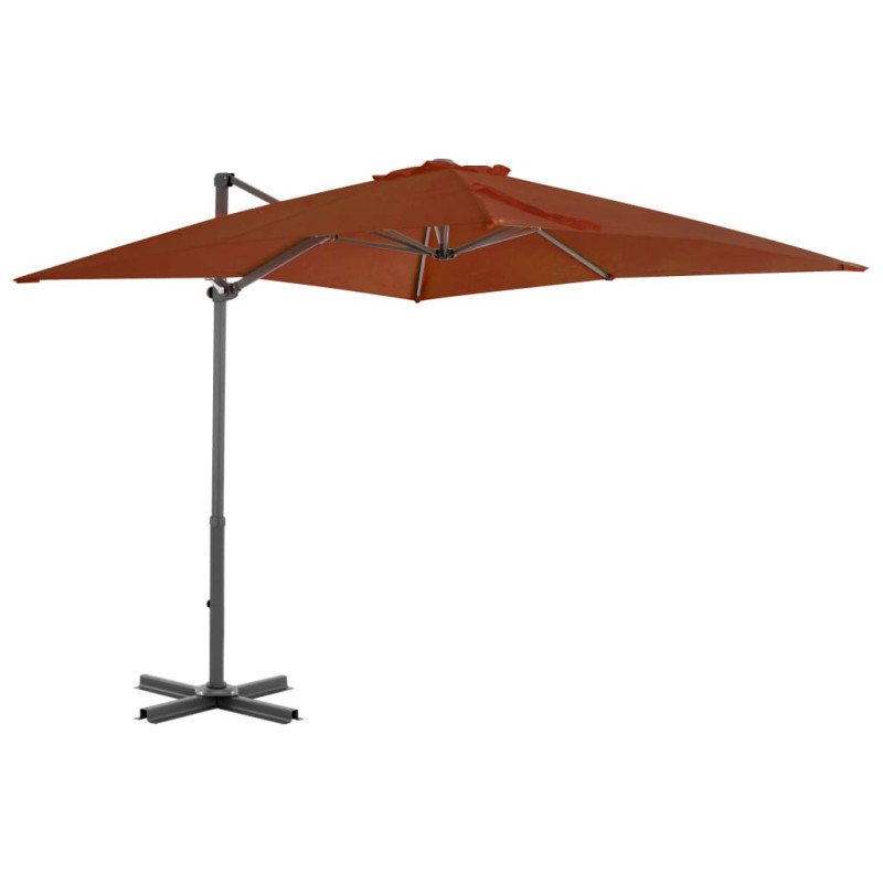 vidaXL Závesný slnečník s hliníkovou tyčou 250 x250 cm tehlovočervený