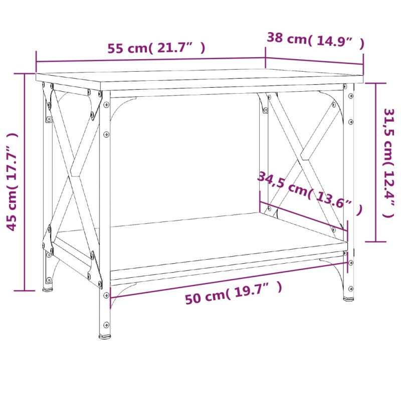 vidaXL Bočný stolík čierny 55x38x45 cm spracované drevo