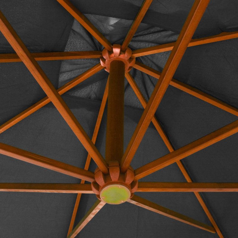vidaXL Závesný slnečník s tyčou antracitový 3x3 m masívna jedľa 