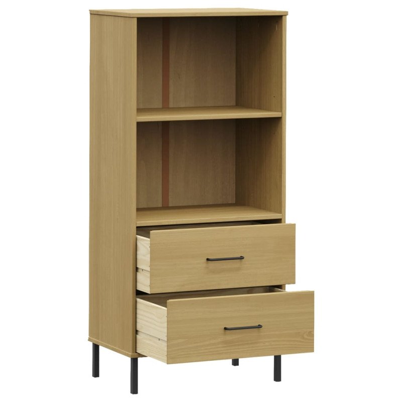 vidaXL Knižnica s 2 zásuvkami hnedá 60x35x128,5 cm masívne drevo OSLO