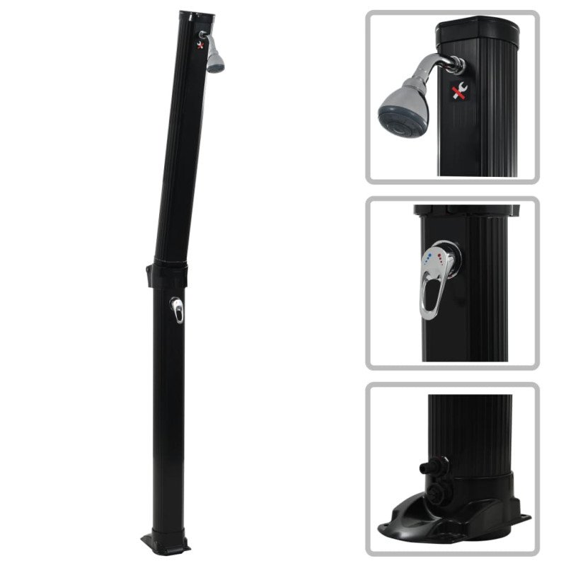 vidaXL Skladacia solárna sprcha, čierna 214 cm 23 l