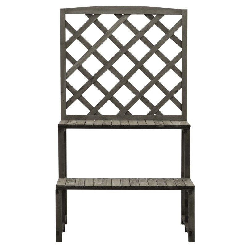 vidaXL Podstavec na kvetináč s mriežkou sivý 70x42x120 cm jedľový masív