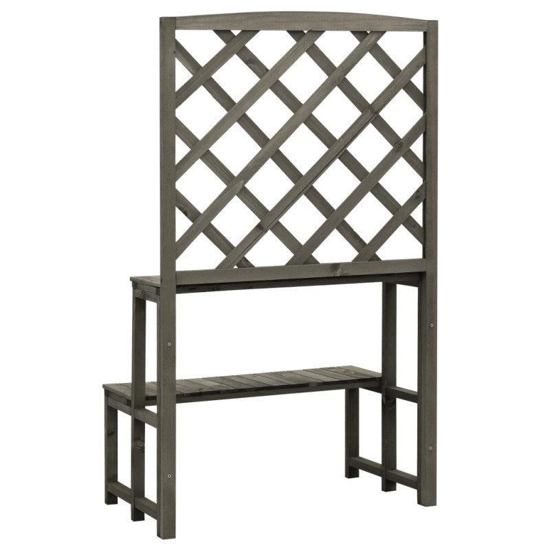 vidaXL Podstavec na kvetináč s mriežkou sivý 70x42x120 cm jedľový masív