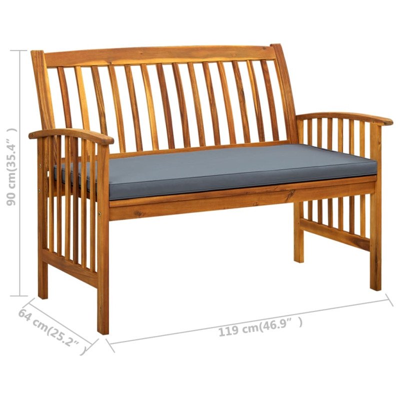 vidaXL Záhradná lavička s podložkou 119 cm akáciový masív