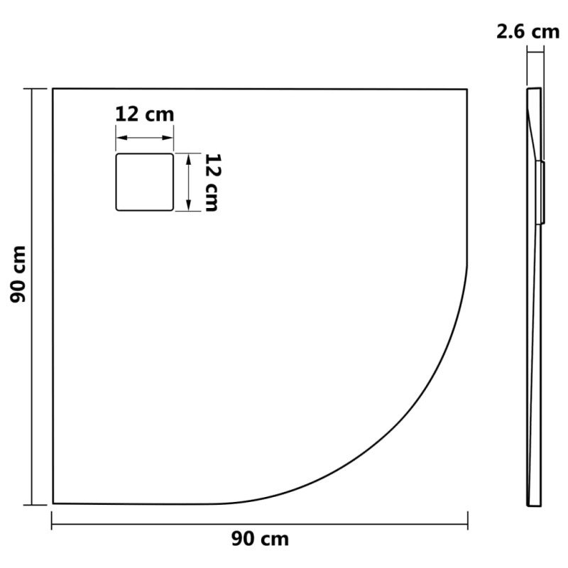 vidaXL Sprchová vanička SMC hnedá 90x90 cm