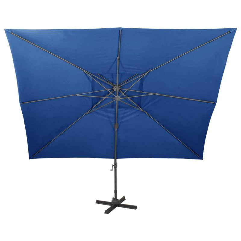 vidaXL Závesný slnečník s dvojitou strieškou 400x300 cm azúrovo-modrý
