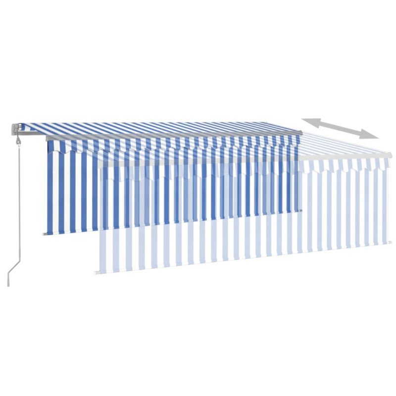 vidaXL Automatická markíza tienidlo&LED&senzor vetra modro-biela