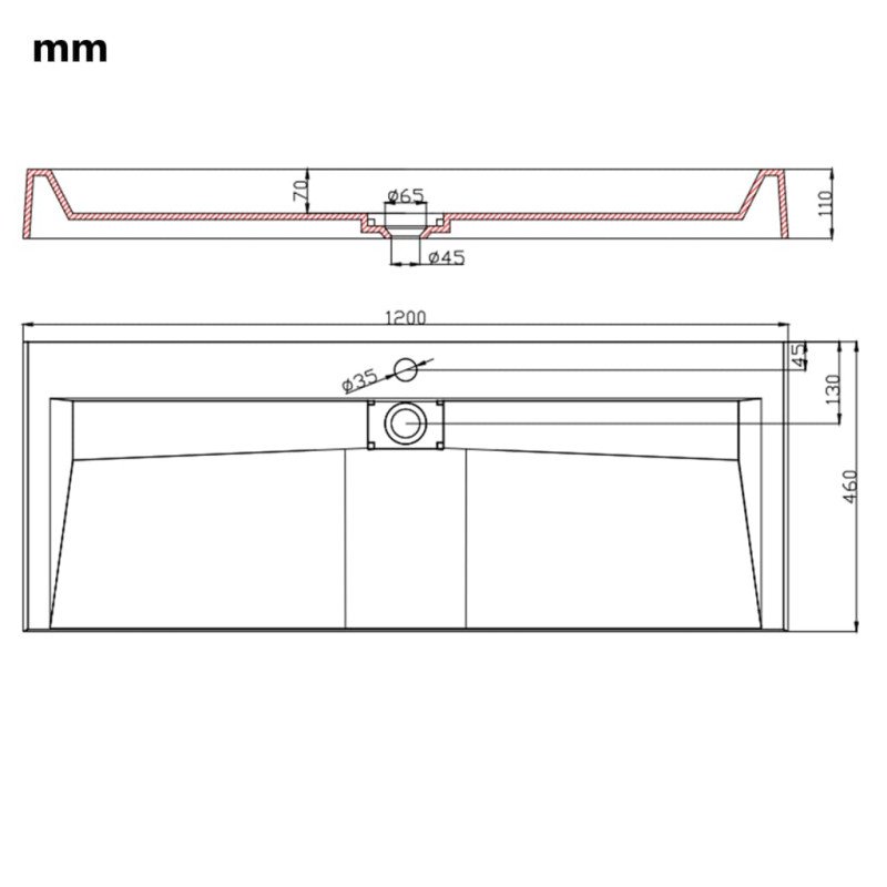vidaXL Umývadlo z minerálneho/mramoroveho odliatku 120x46x11 cm biele