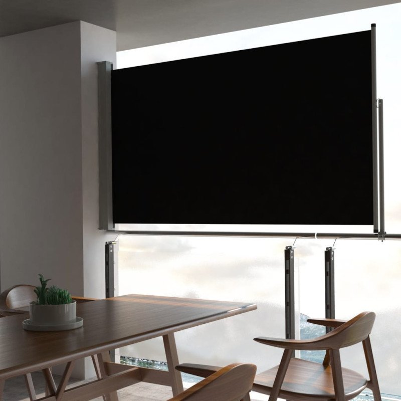 vidaXL Zaťahovacia bočná markíza na terasu 140x300 cm, čierna vidaXL Zaťahovacia bočná markíza na terasu 140x300 cm, čierna