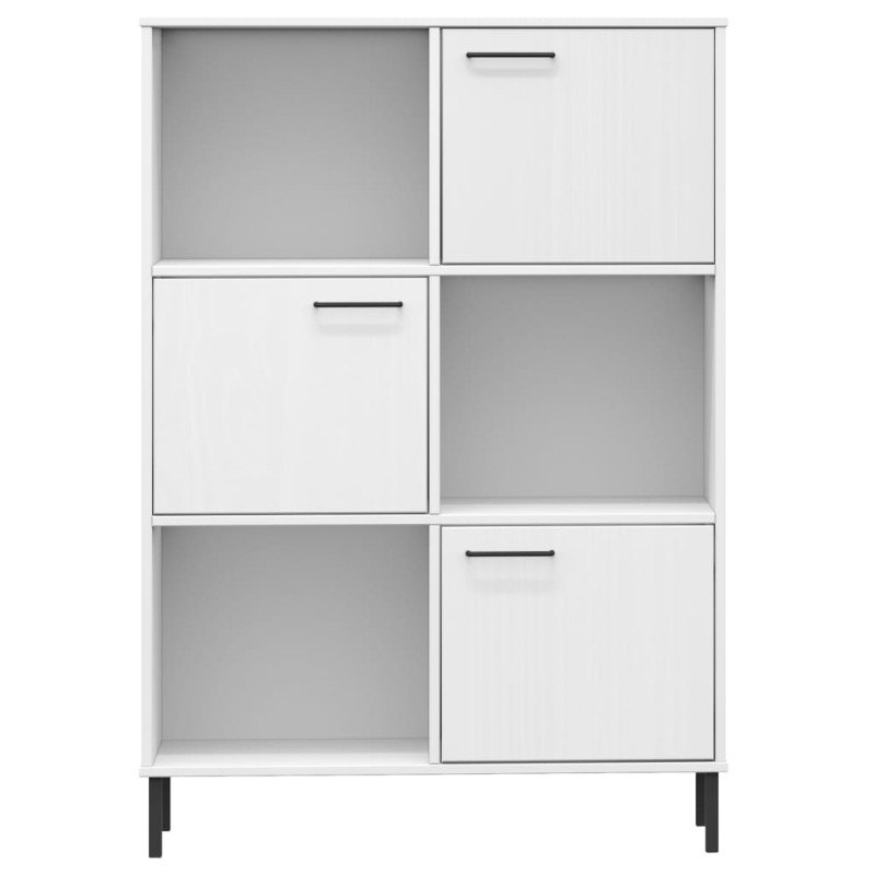 vidaXL Knižnica kovové nohy biela 90x35x128,5 cm masívne drevo OSLO