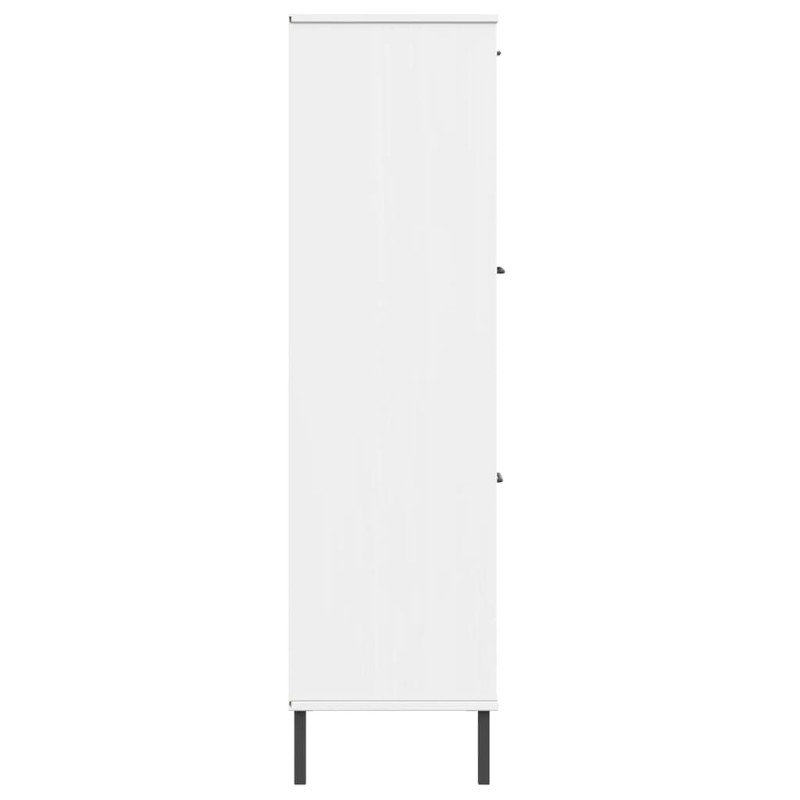 vidaXL Knižnica kovové nohy biela 90x35x128,5 cm masívne drevo OSLO