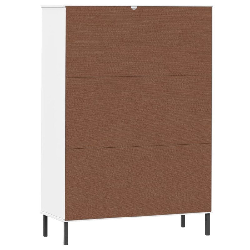 vidaXL Knižnica kovové nohy biela 90x35x128,5 cm masívne drevo OSLO