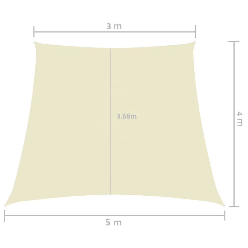 vidaXL Tieniaca plachta, oxford, lichobežníková 3/5x4 m, krémová