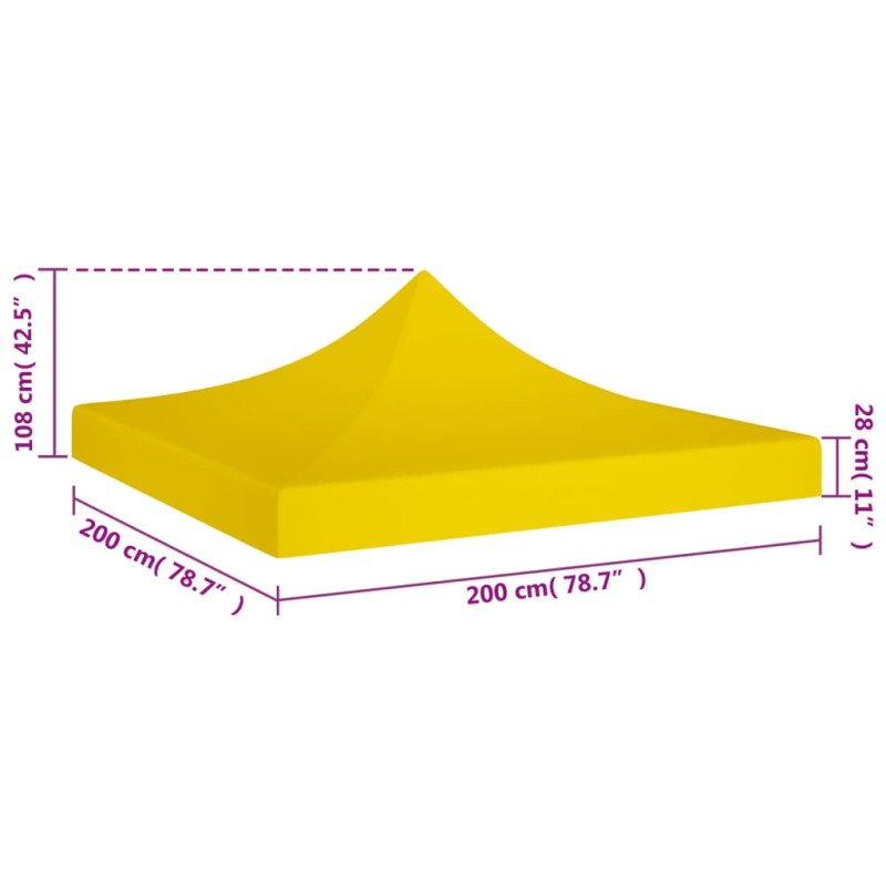 vidaXL Strecha na párty stan 2x2 m, žltá 270 g/m² 