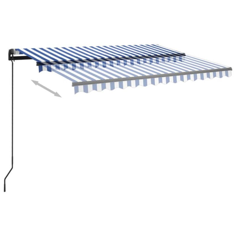vidaXL Ručne zaťahovacia markíza s LED 3x2,5 m modro-biela