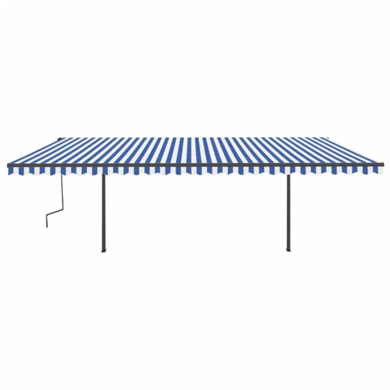 vidaXL Automatická markíza, LED a senzor vetra 6x3 m, modrá/biela