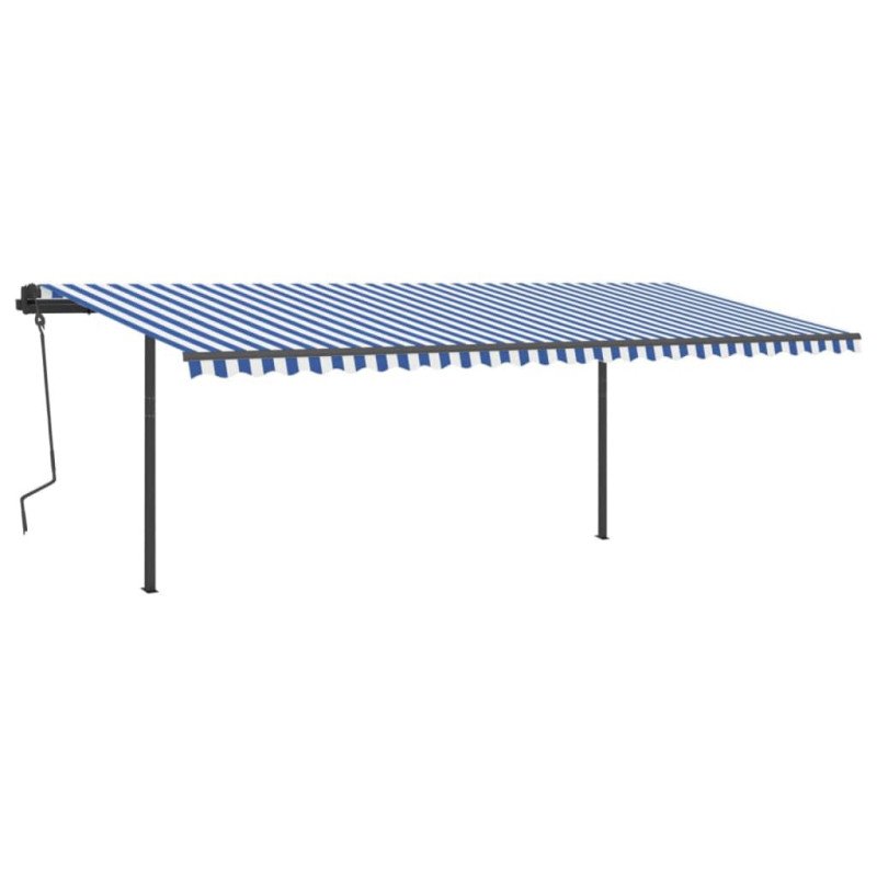 vidaXL Automatická markíza, LED a senzor vetra 6x3 m, modrá/biela