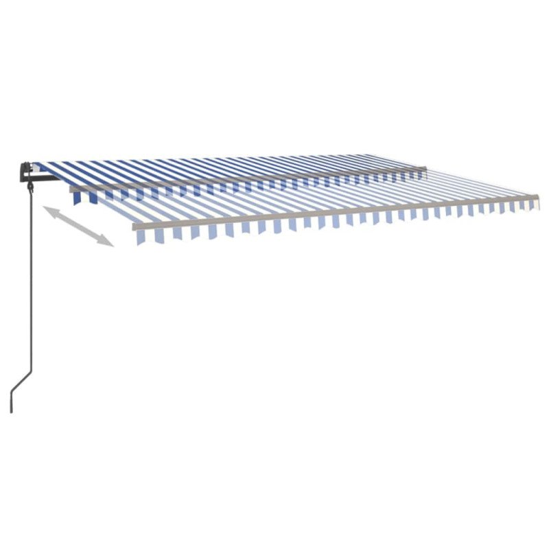 vidaXL Automatická markíza, LED a senzor vetra 6x3 m, modrá/biela