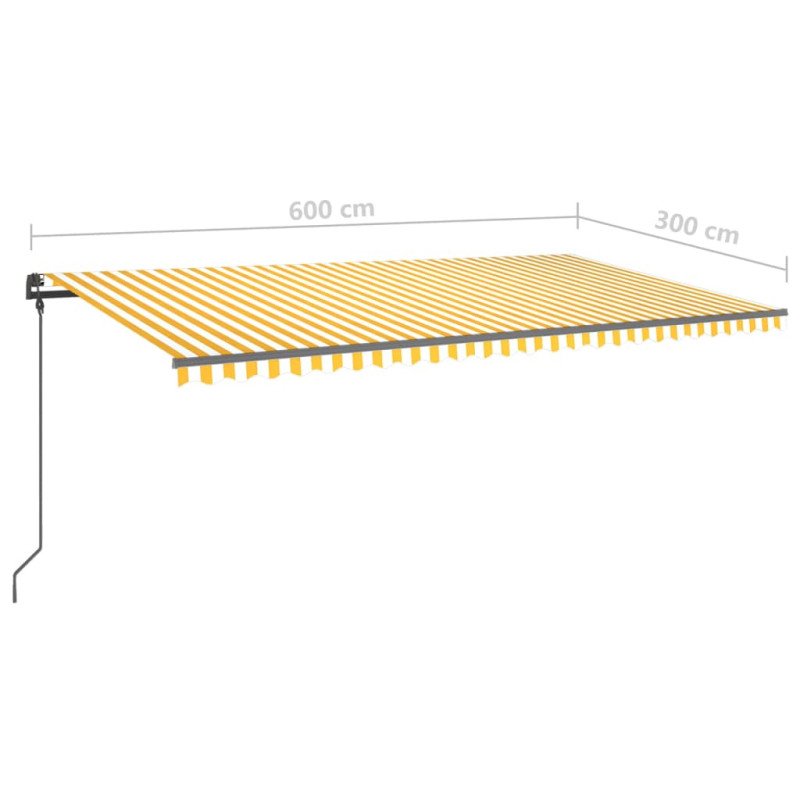 vidaXL Automatická markíza, LED a senzor vetra 6x3 m, žltá/biela