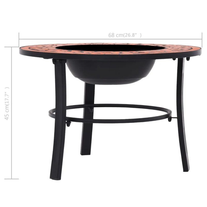 vidaXL Mozaikové ohnisko, tehlové 68 cm, keramika