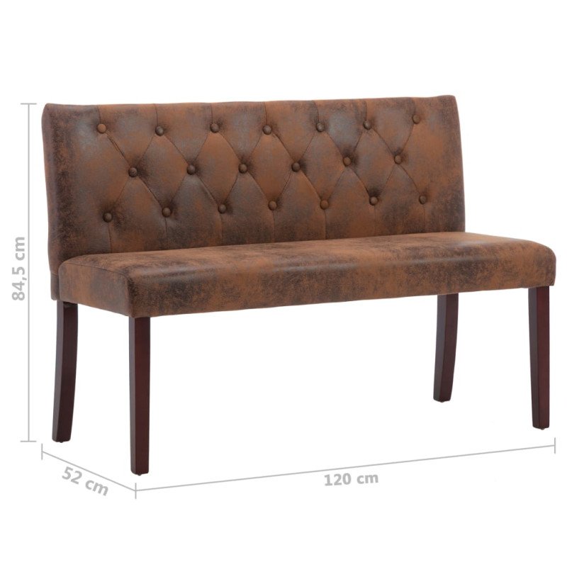 vidaXL Lavica hnedá 120 cm umelá semišová koža