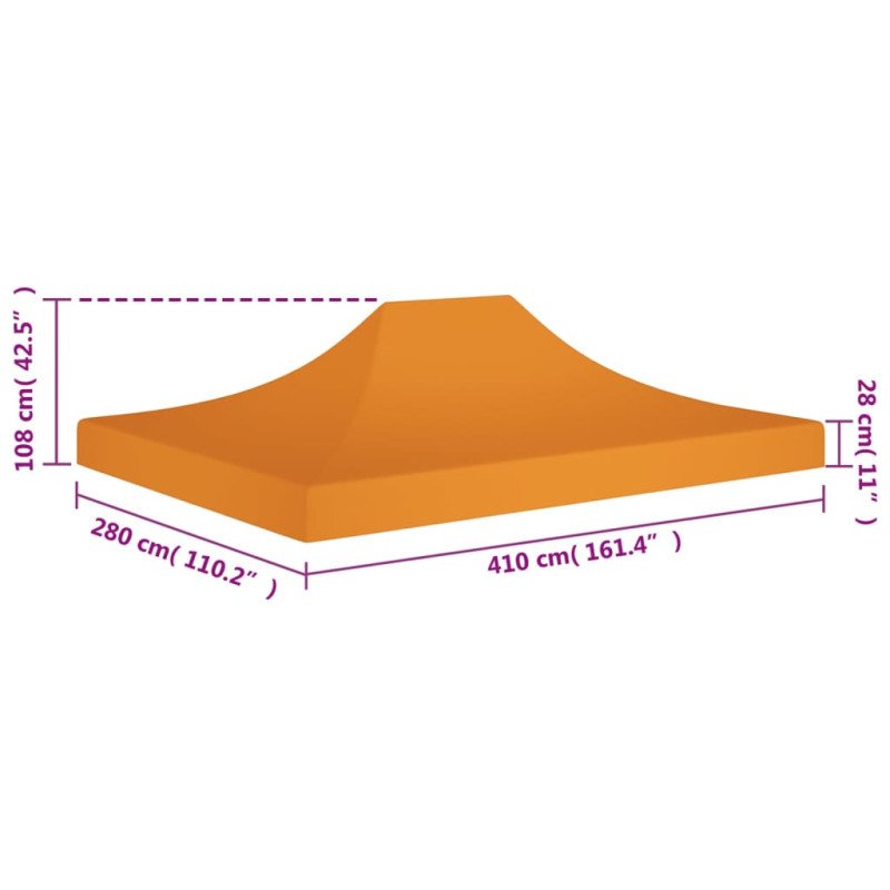 vidaXL Strecha na párty stan 4x3 m, oranžová 270 g/m²