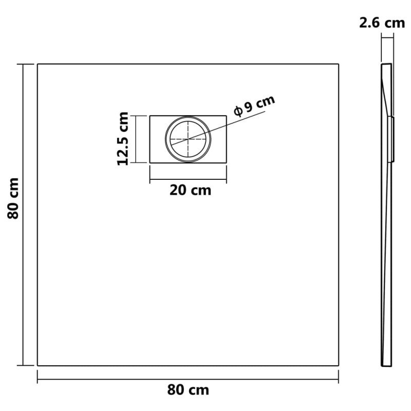 vidaXL Sprchová vanička SMC hnedá 80x80 cm