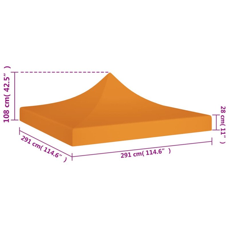 vidaXL Strecha na párty stan 3x3 m, oranžová 270 g/m²
